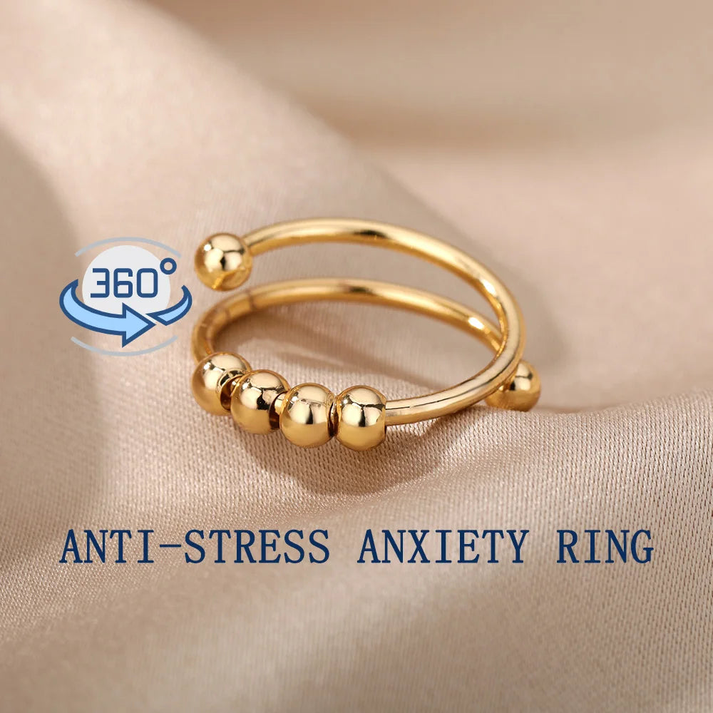 Bague Anti-Stress Ajustable – Acier Inoxydable ✨