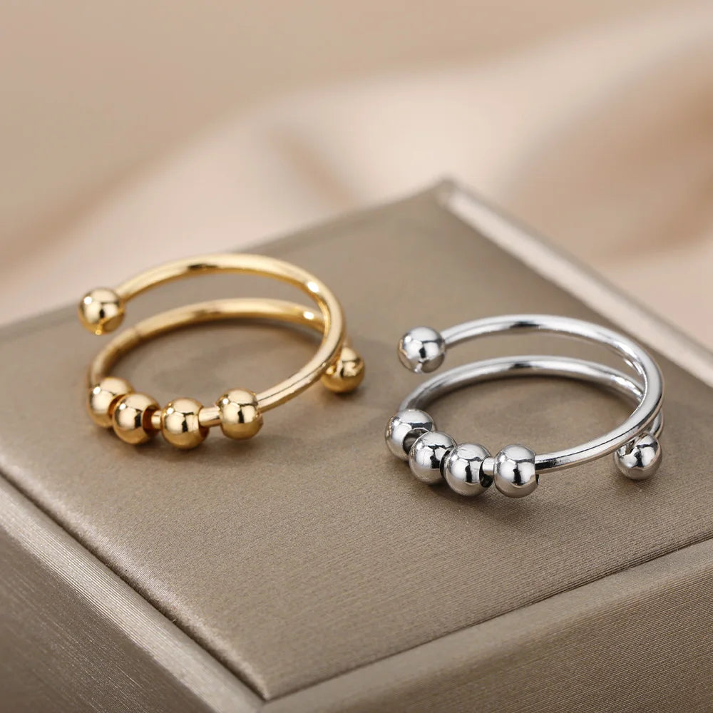 Bague Anti-Stress Ajustable – Acier Inoxydable ✨