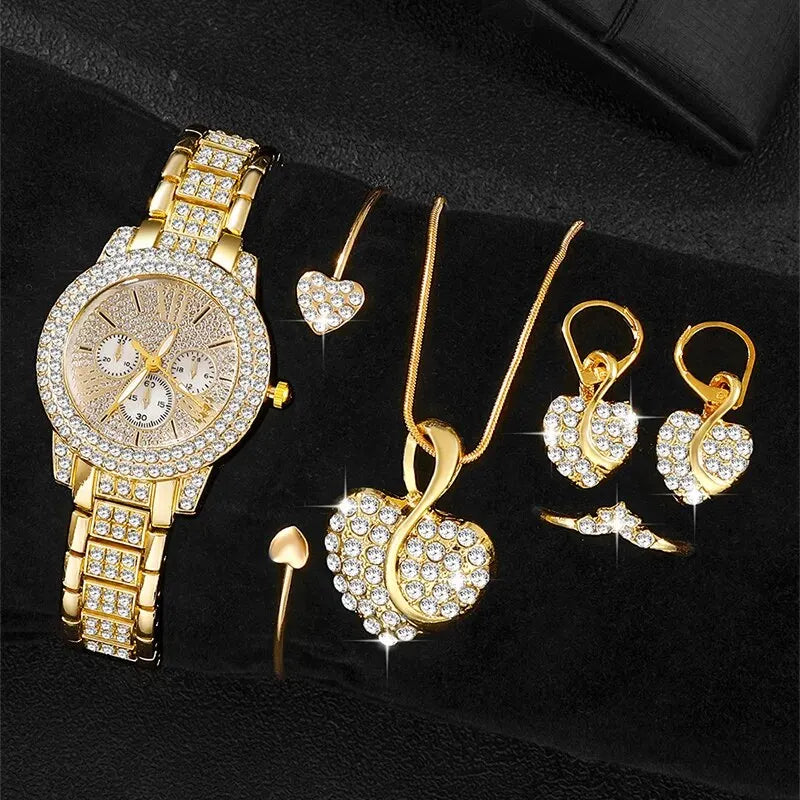 Parure Bijoux Dorée avec Strass ✨