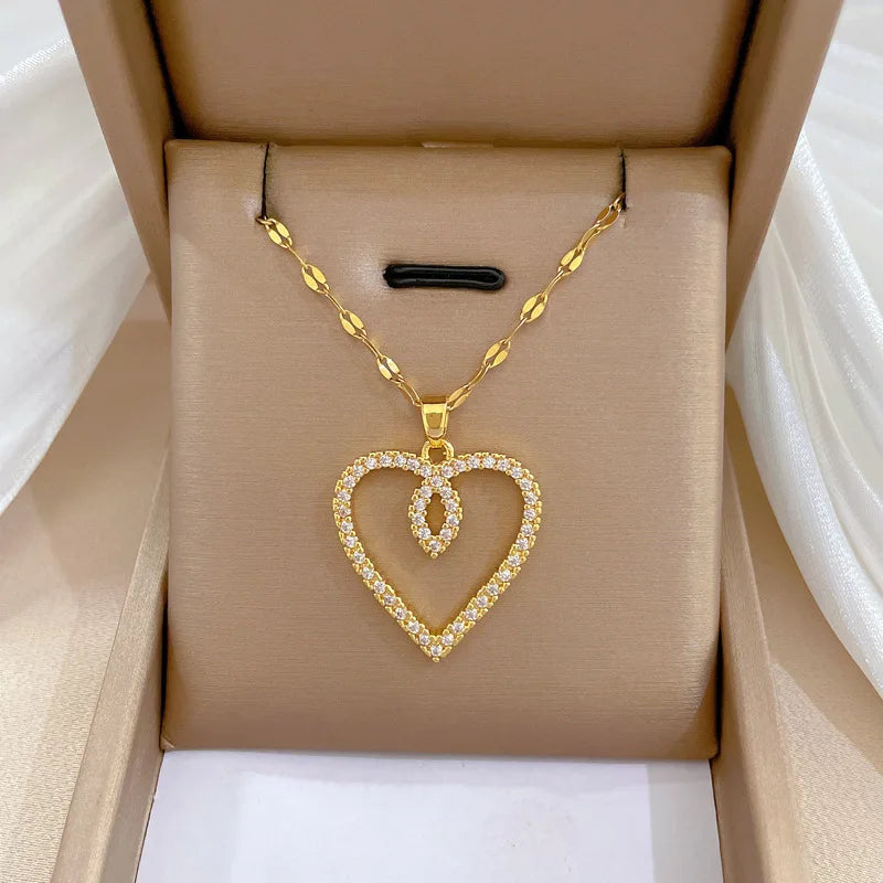 Collier Cœur Doré – Différents Modèles | Acier Inoxydable ✨