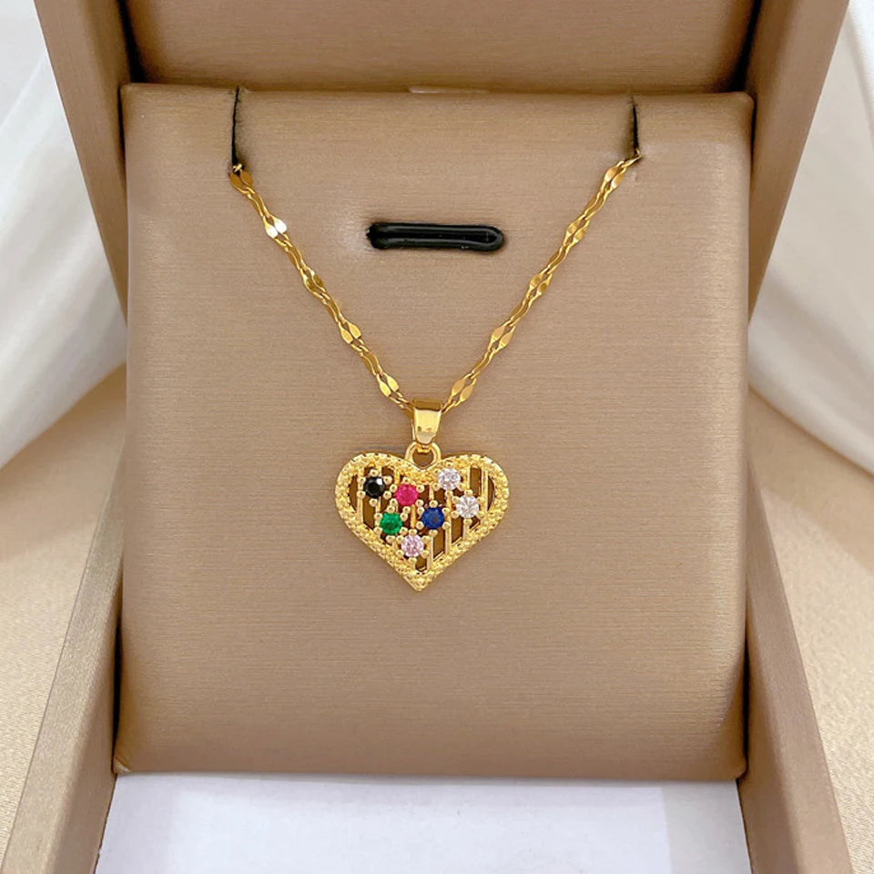 Collier Cœur Doré – Différents Modèles | Acier Inoxydable ✨