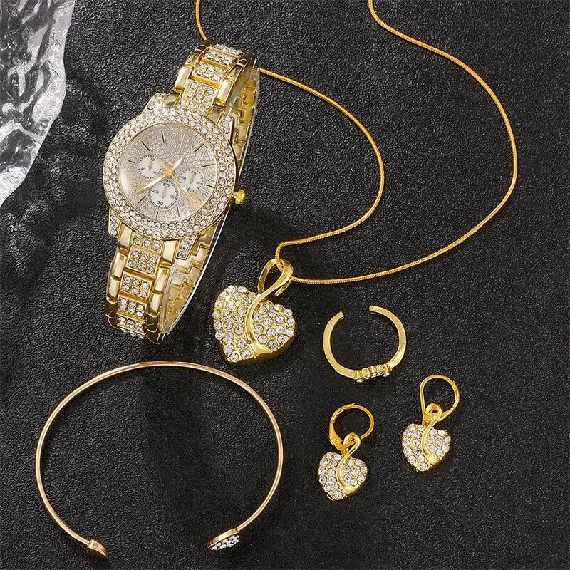 Parure Bijoux Dorée avec Strass ✨