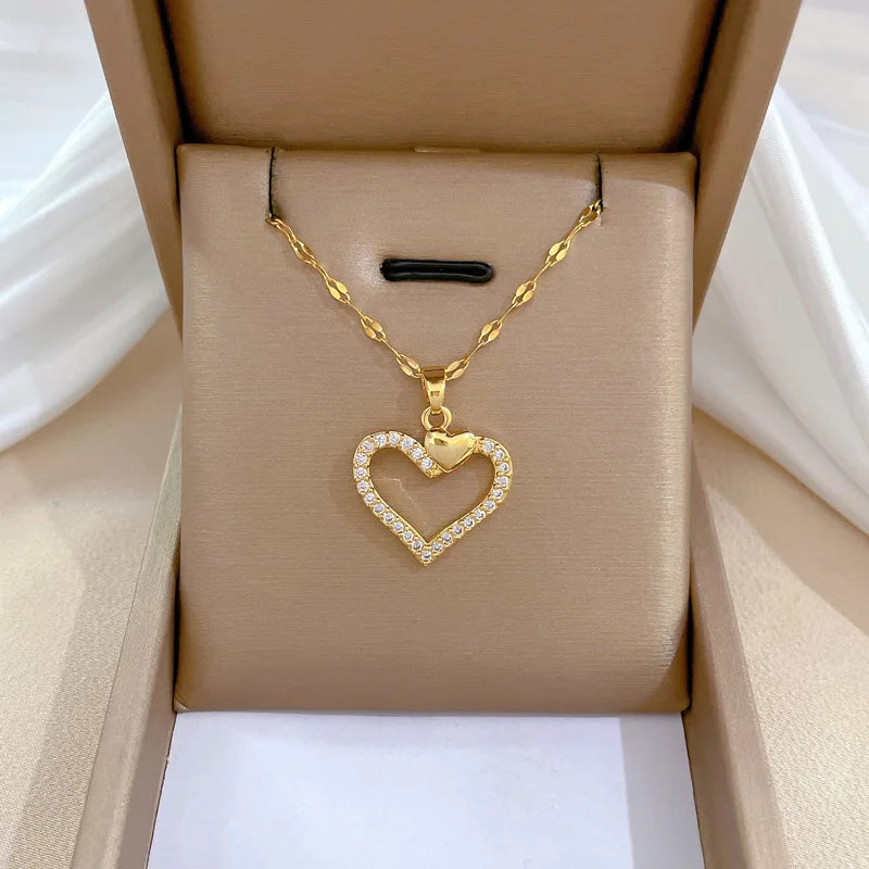 Collier Cœur Doré – Différents Modèles | Acier Inoxydable ✨