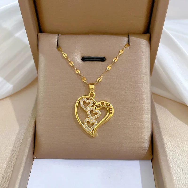 Collier Cœur Doré – Différents Modèles | Acier Inoxydable ✨