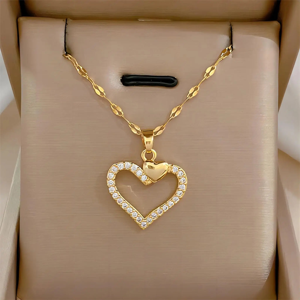 Collier Cœur Doré – Différents Modèles | Acier Inoxydable ✨